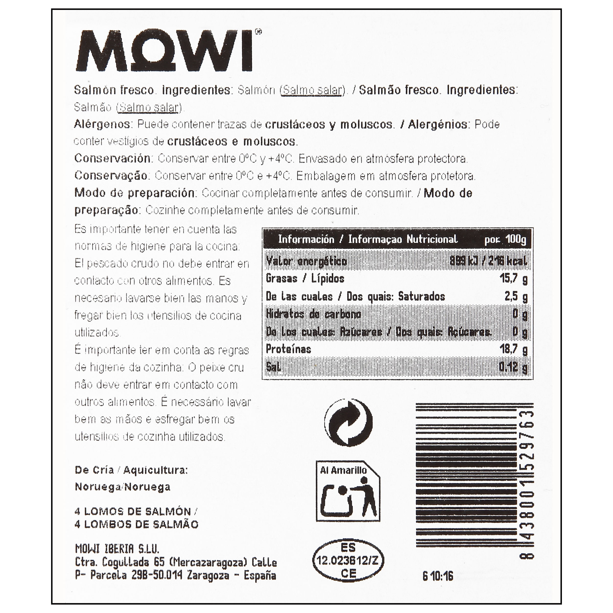 Salmón Corte Maestro Mowi 460g