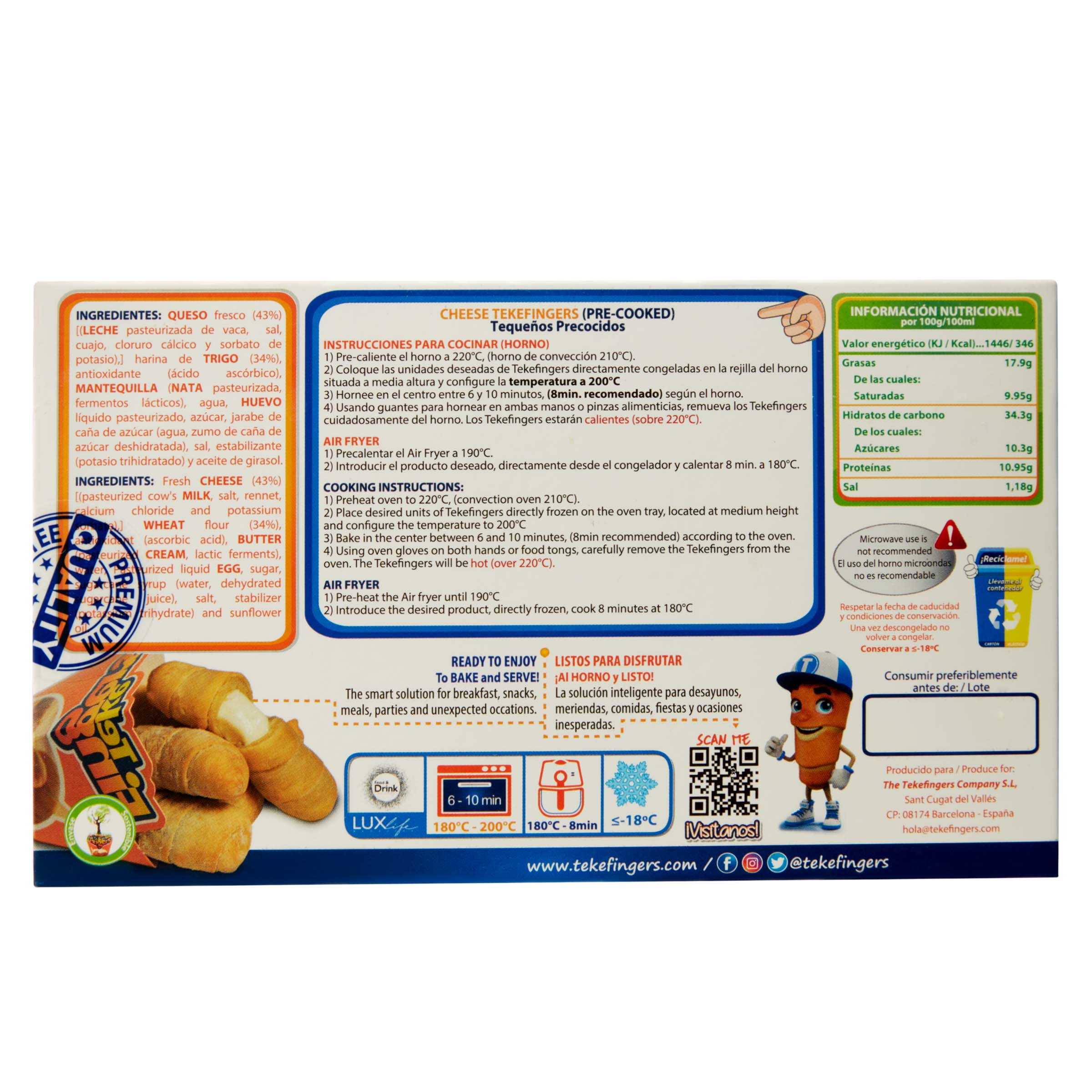 Tequeños queso para horno Tekefingers 6 uds 190g