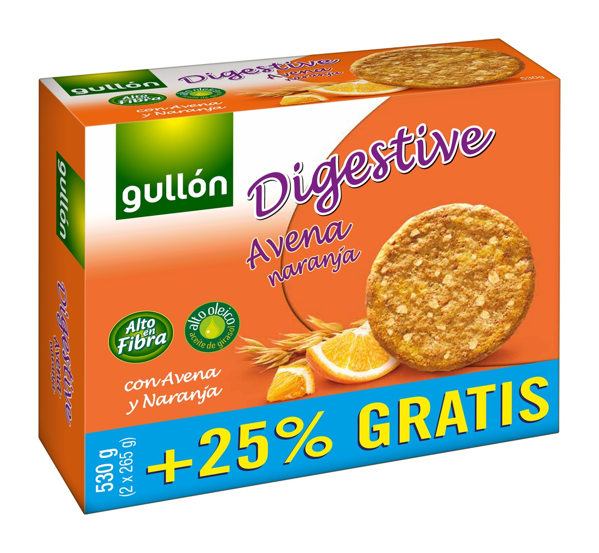 Galleta digestive Gullón 425g con avena y naranja