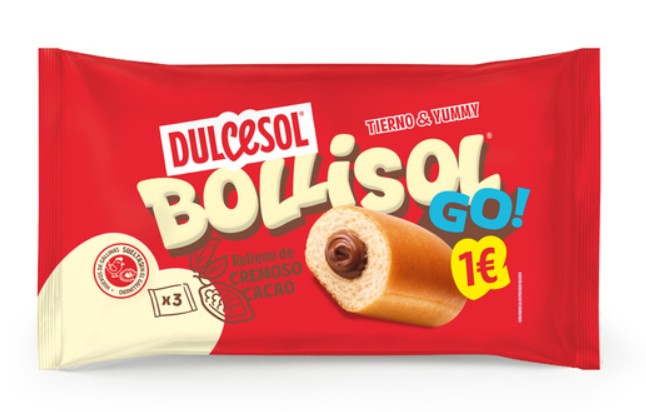 Bollisol Dulcesol bollería relleno de cremoso de cacao 3 unid