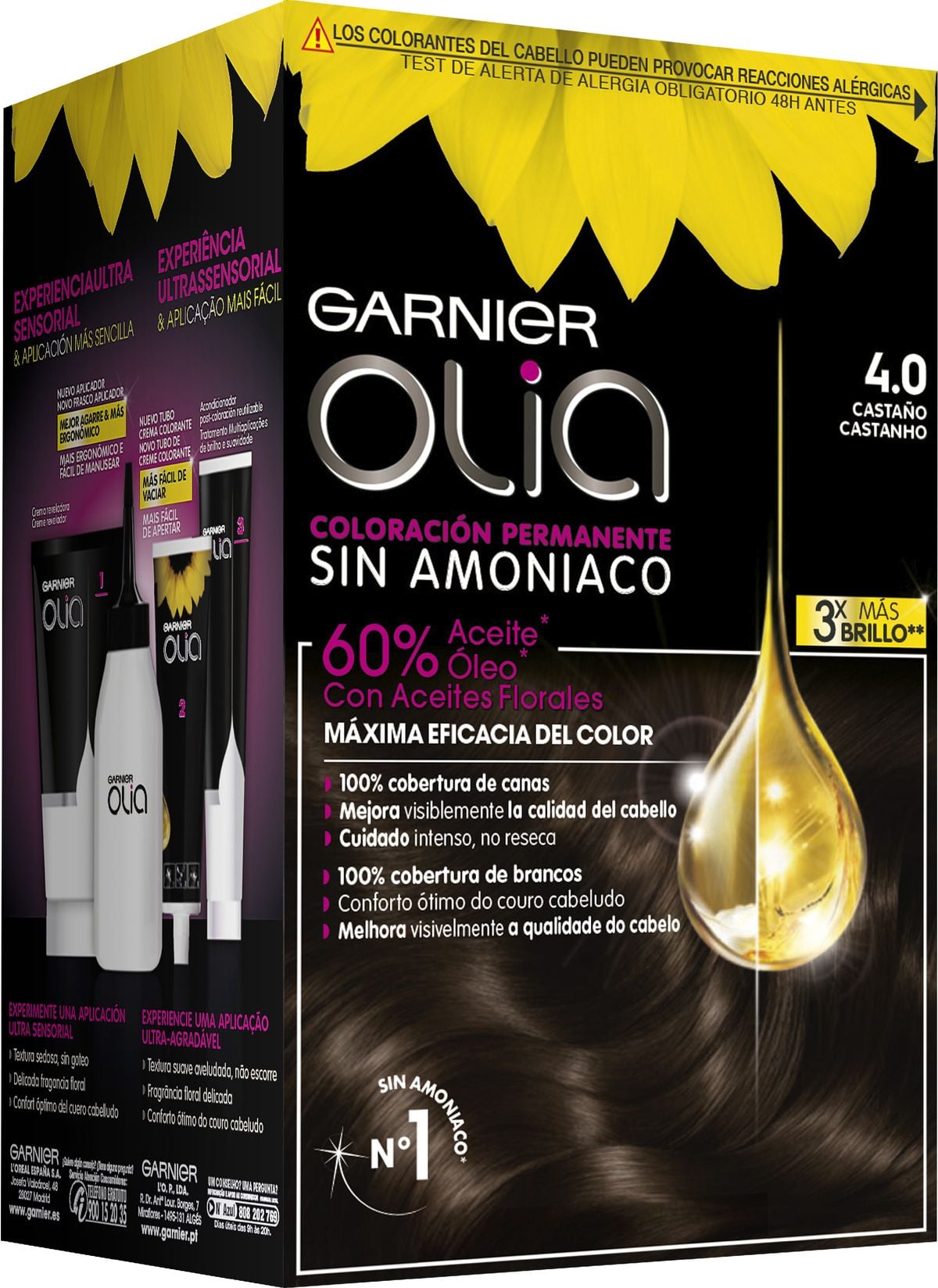 Tinte de cabello sin amoníaco Garnier Olia nº 4 castaño