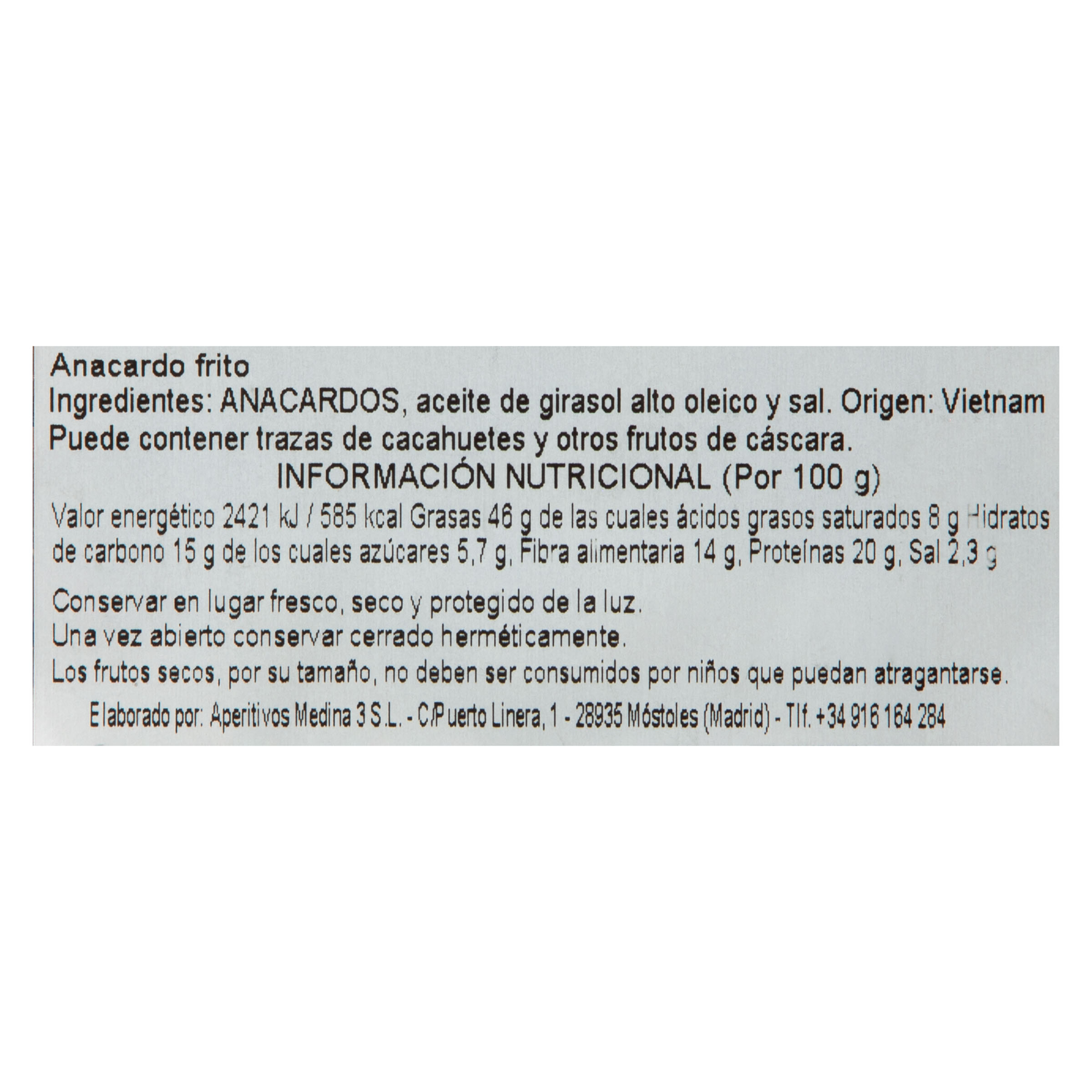 Anacardo Medina 200g frito