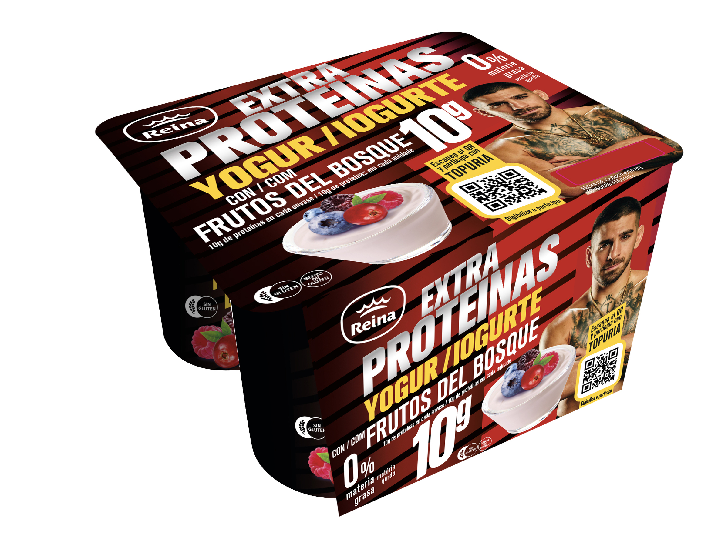 Yogur frutos del bosque 00 rico en proteínas Reina (4x120g)