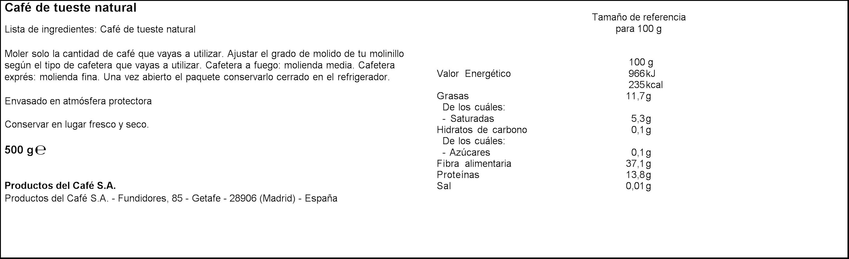 Café en grano natural La Estrella 500g