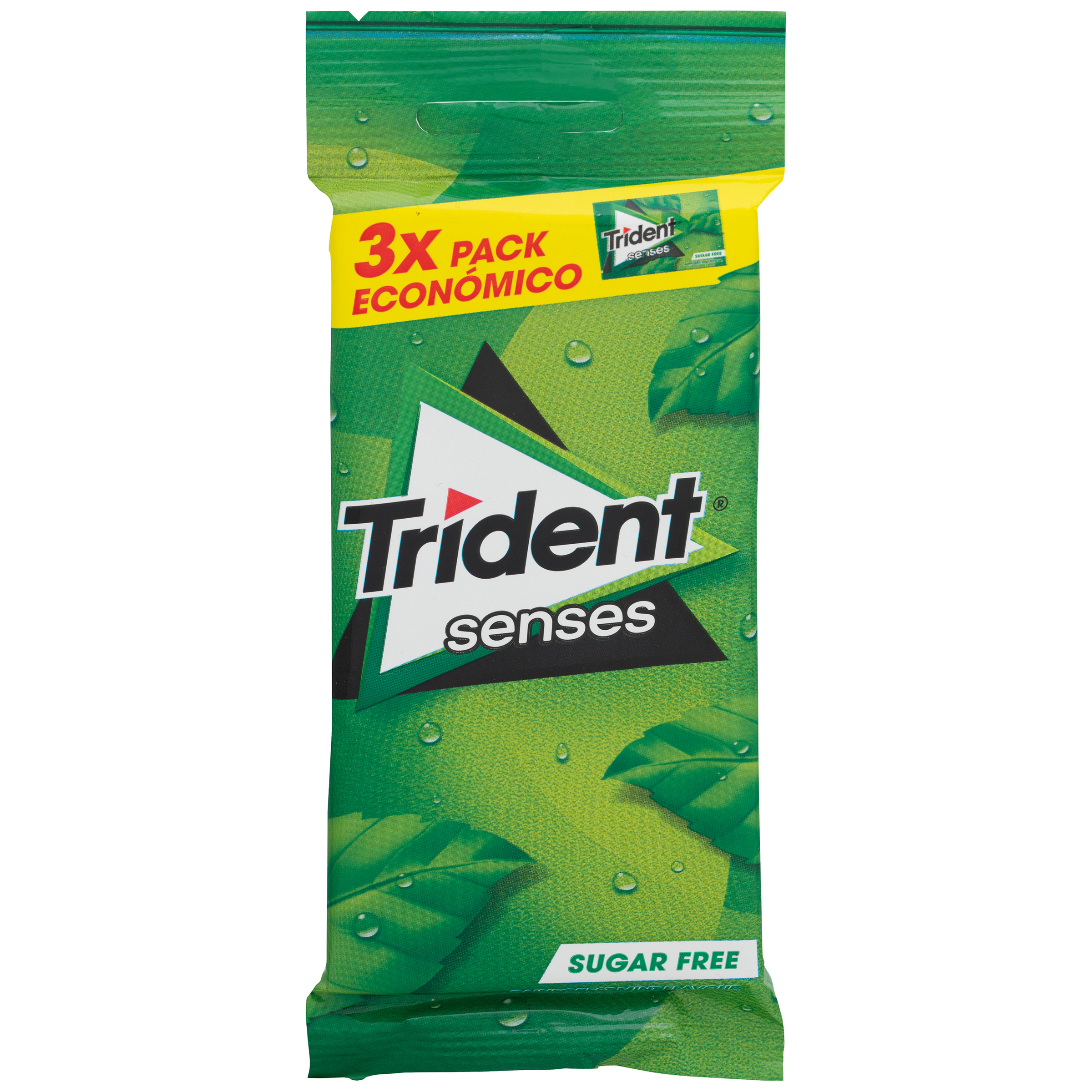 Chicle sin azúcar sabor hierbabuena Trident Senses pack 3