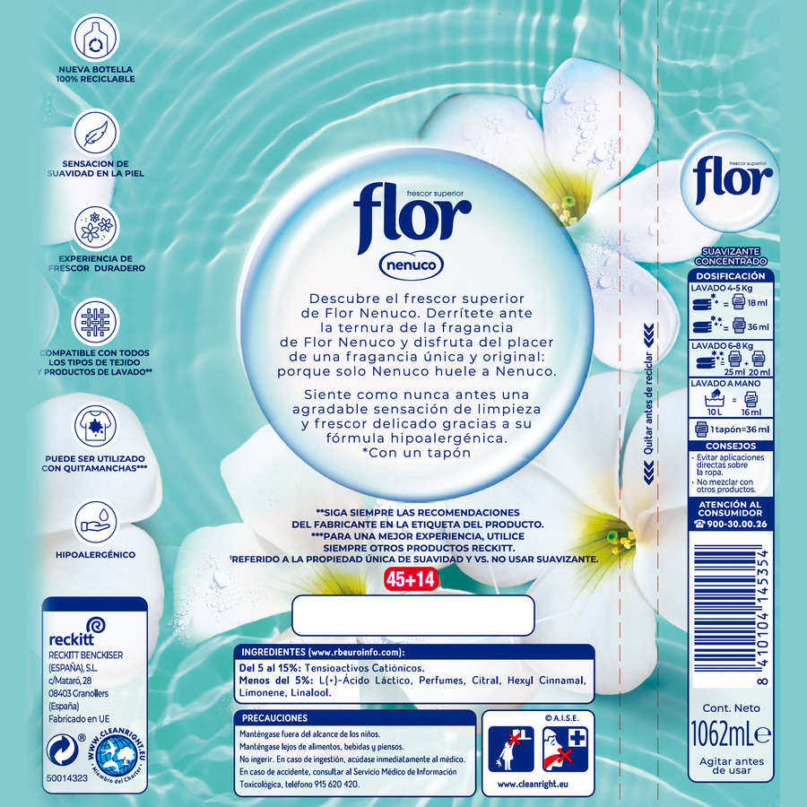 Suavizante Flor 59 lavados nenuco hipoalergénico