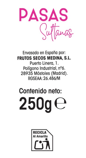 Pasas sultanas sin pepitas Alipende 250g