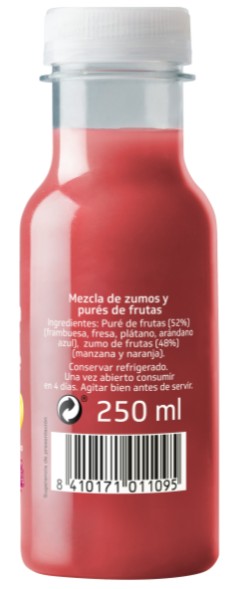 Smoothie frambuesa,fresa y plátano 250ML