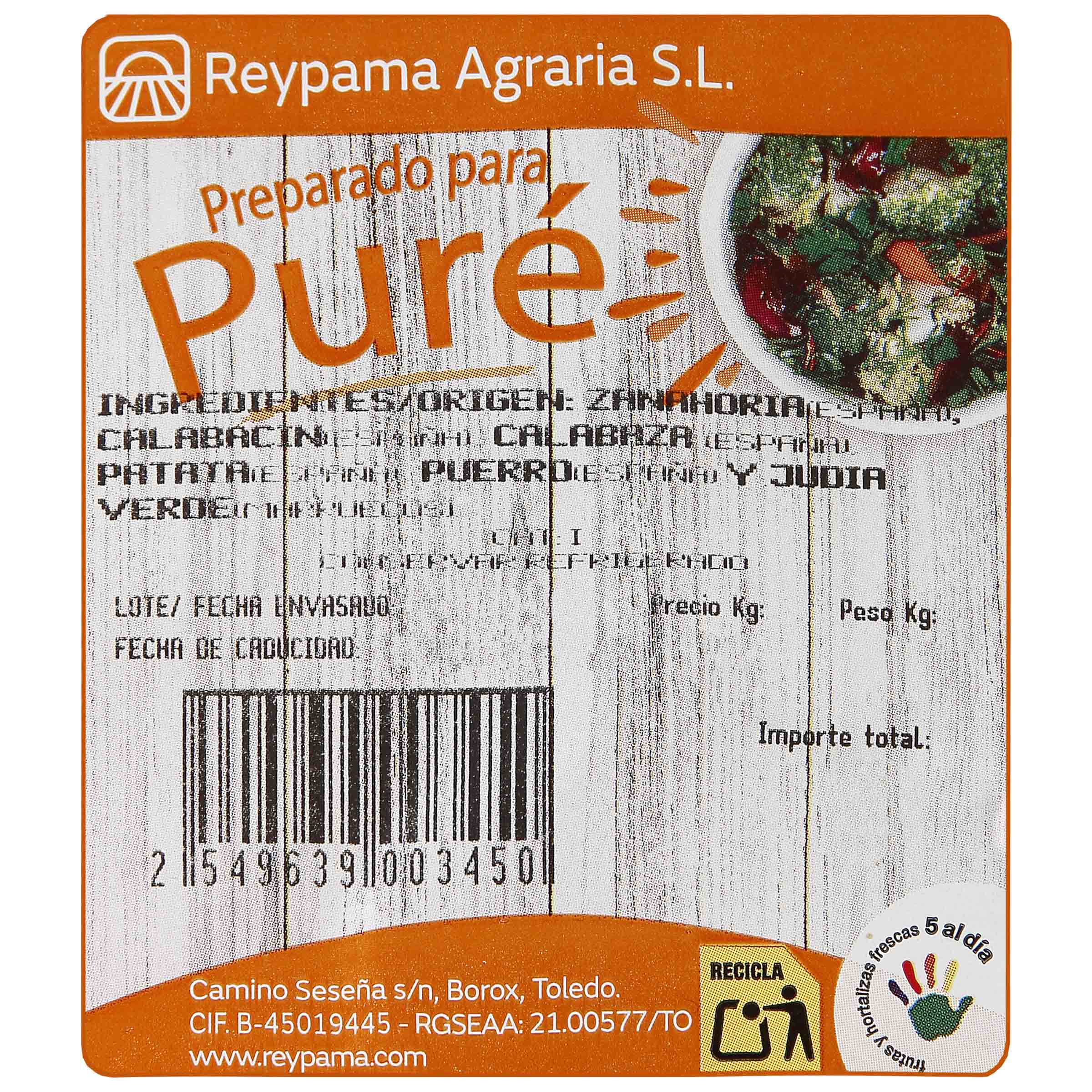 Preparado para puré de verduras 800g aproximadamente