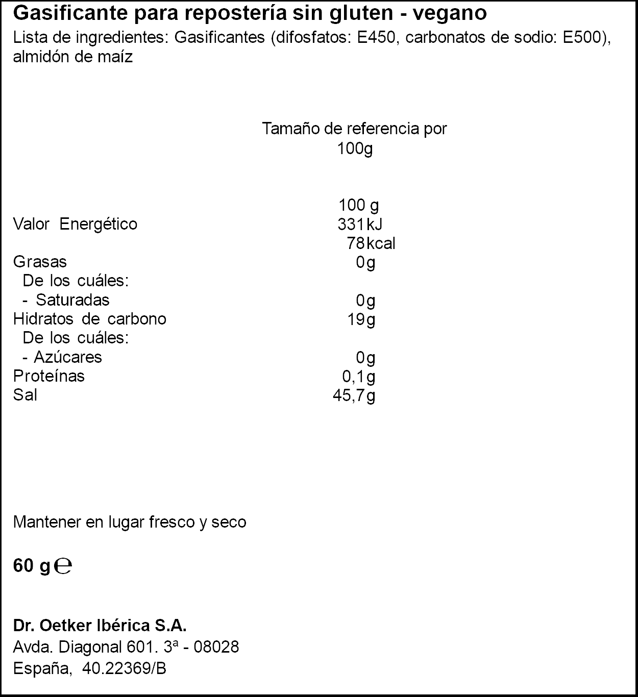 Gasificante para repostería Dr Oetker 5 unidades