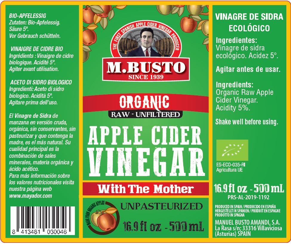 Vinagre bio Manuel Busto 500ml sidra manzana
