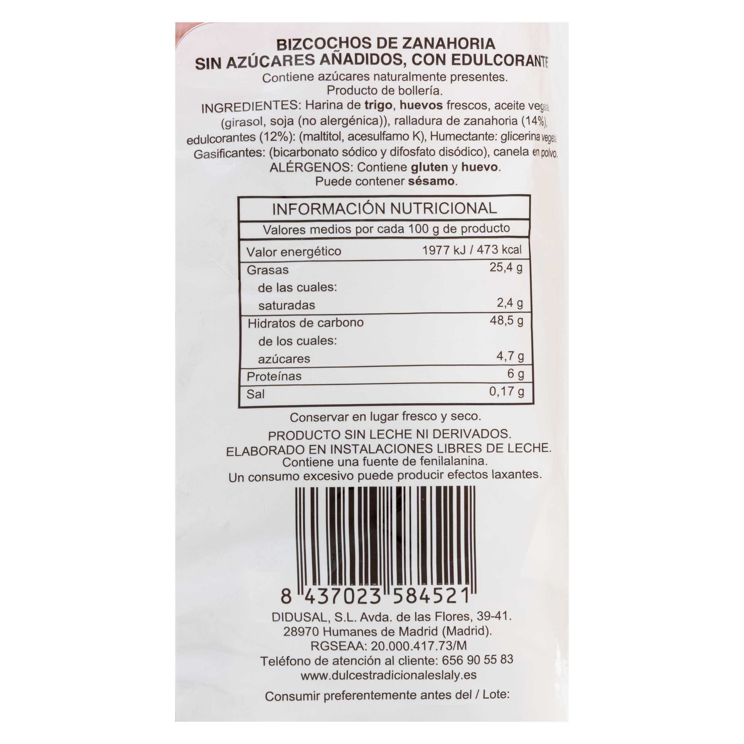 Bizcocho Laly zanahoría 450g