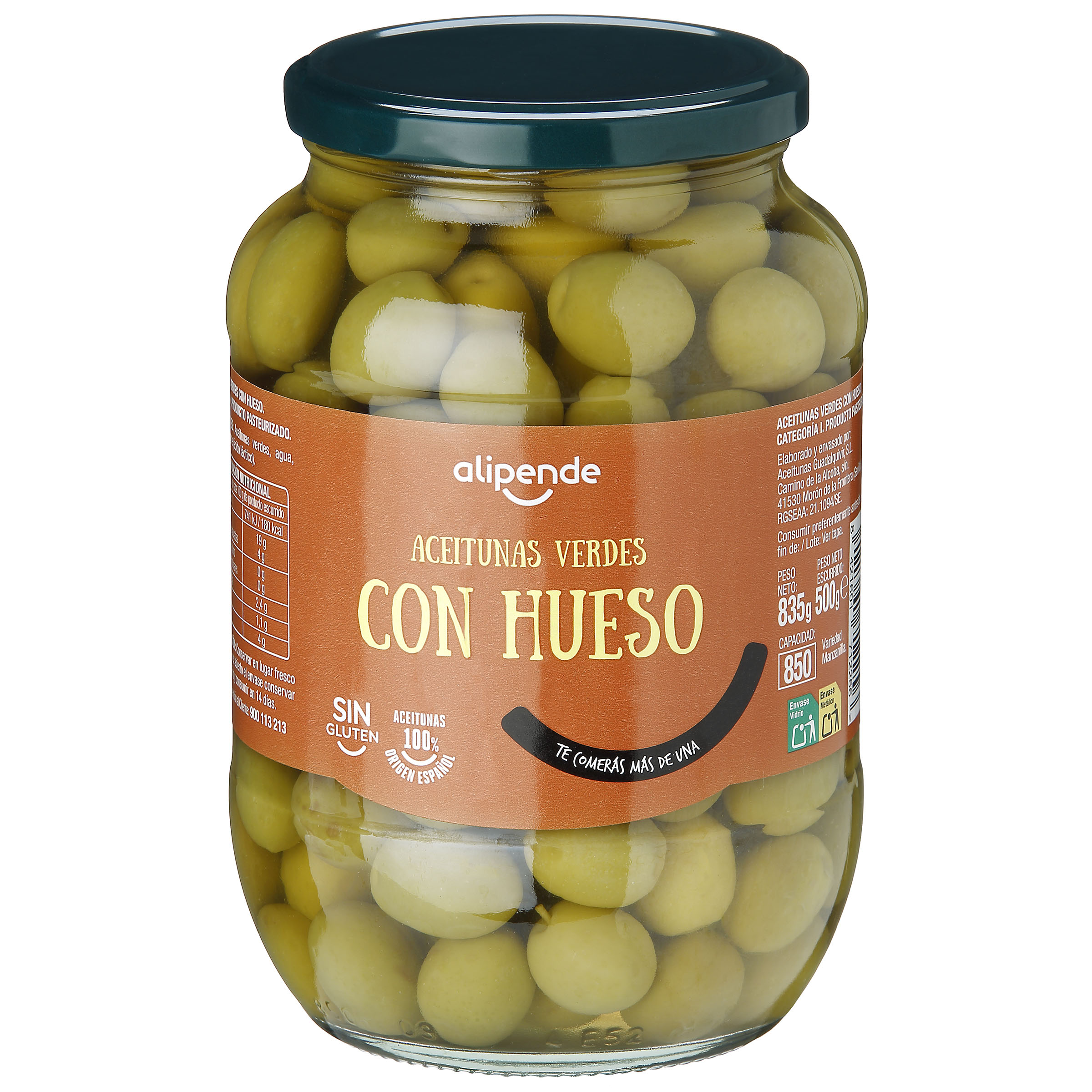 Aceitunas verdes con hueso Alipende 500g