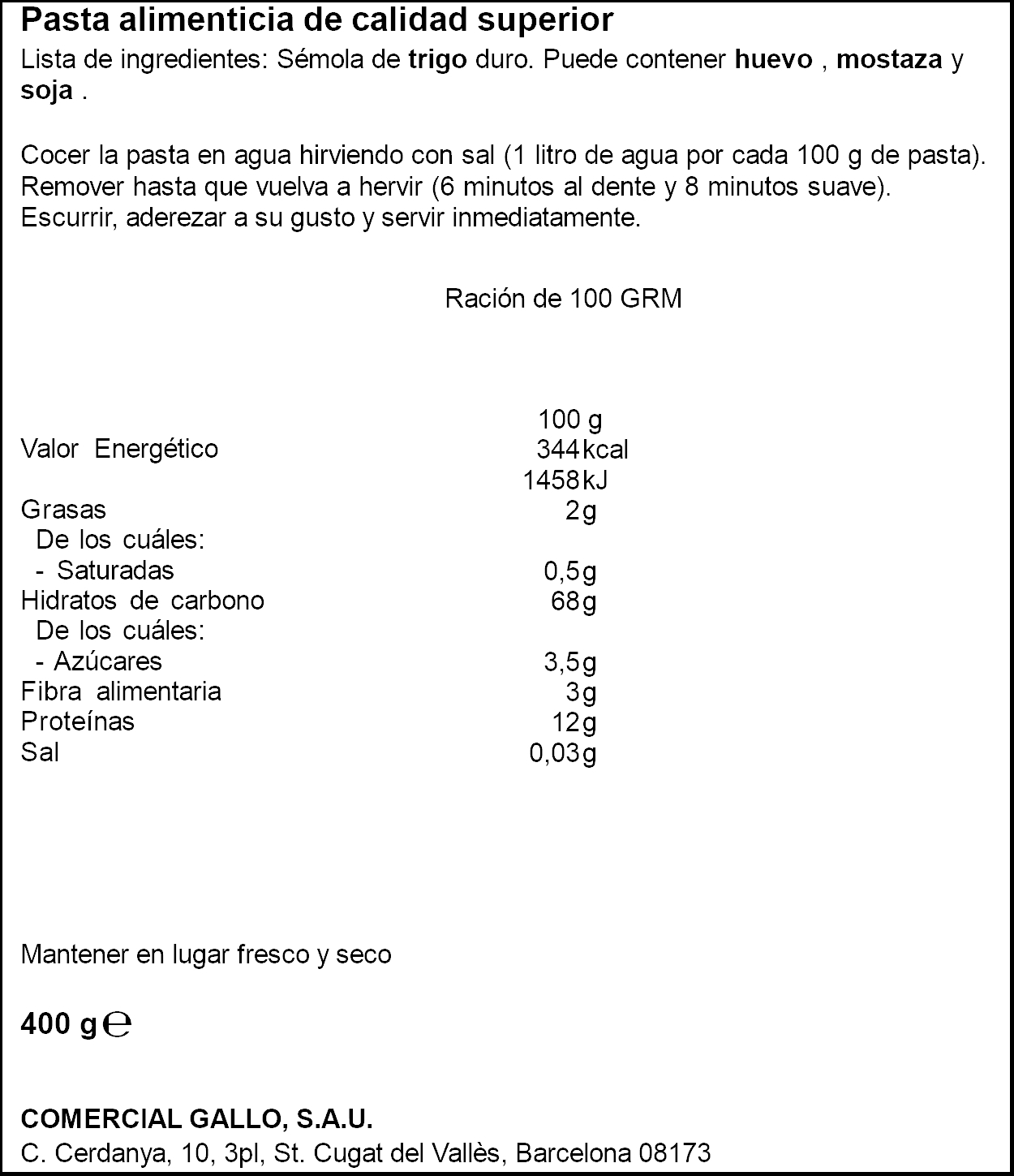 Tallarín Gallo 400g