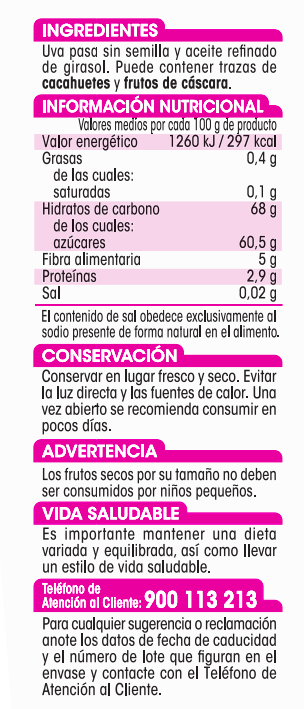 Pasas sultanas sin pepitas Alipende 250g
