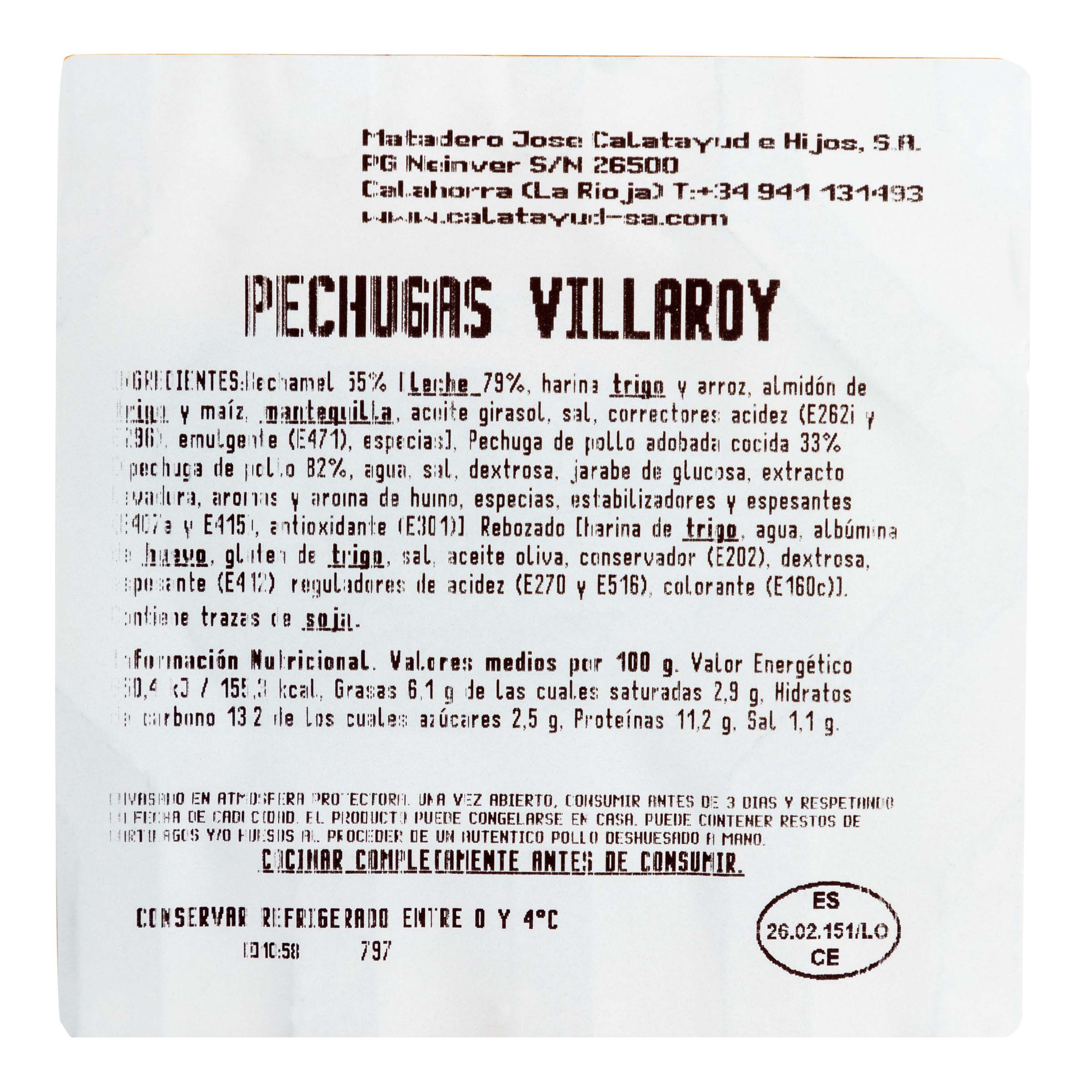 Pechuga villaroy Calatayud 450g aproximadamente