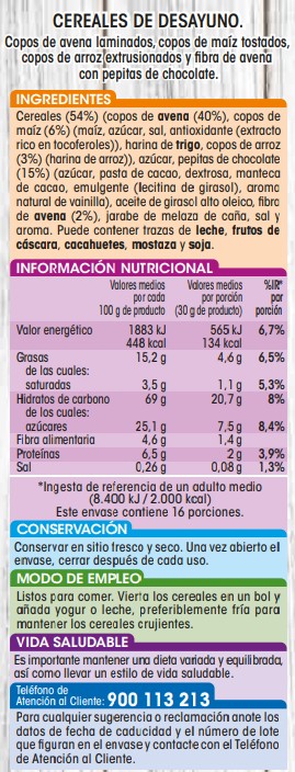 Muesli crujiente Alipende 500g con chocolate negro
