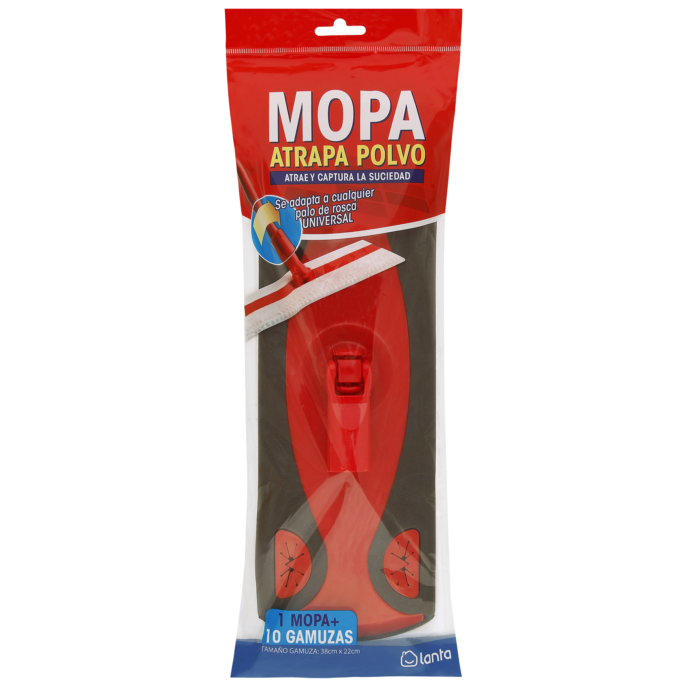 Mopa gamuza atrapapolvo Lanta con 10 gamuzas recambio