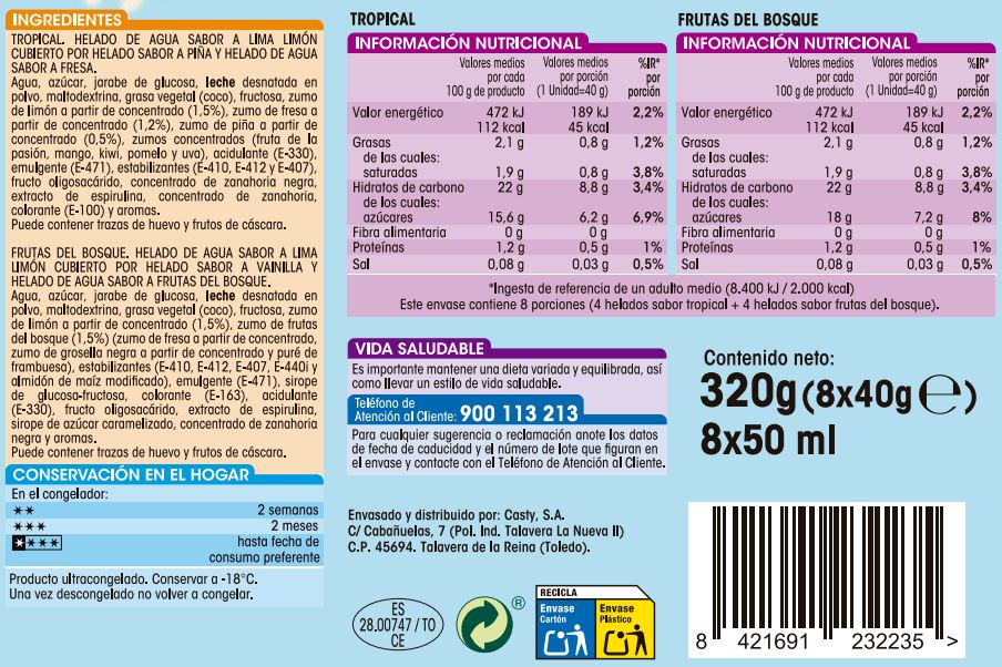 Helado color roll Alipende 8 uds