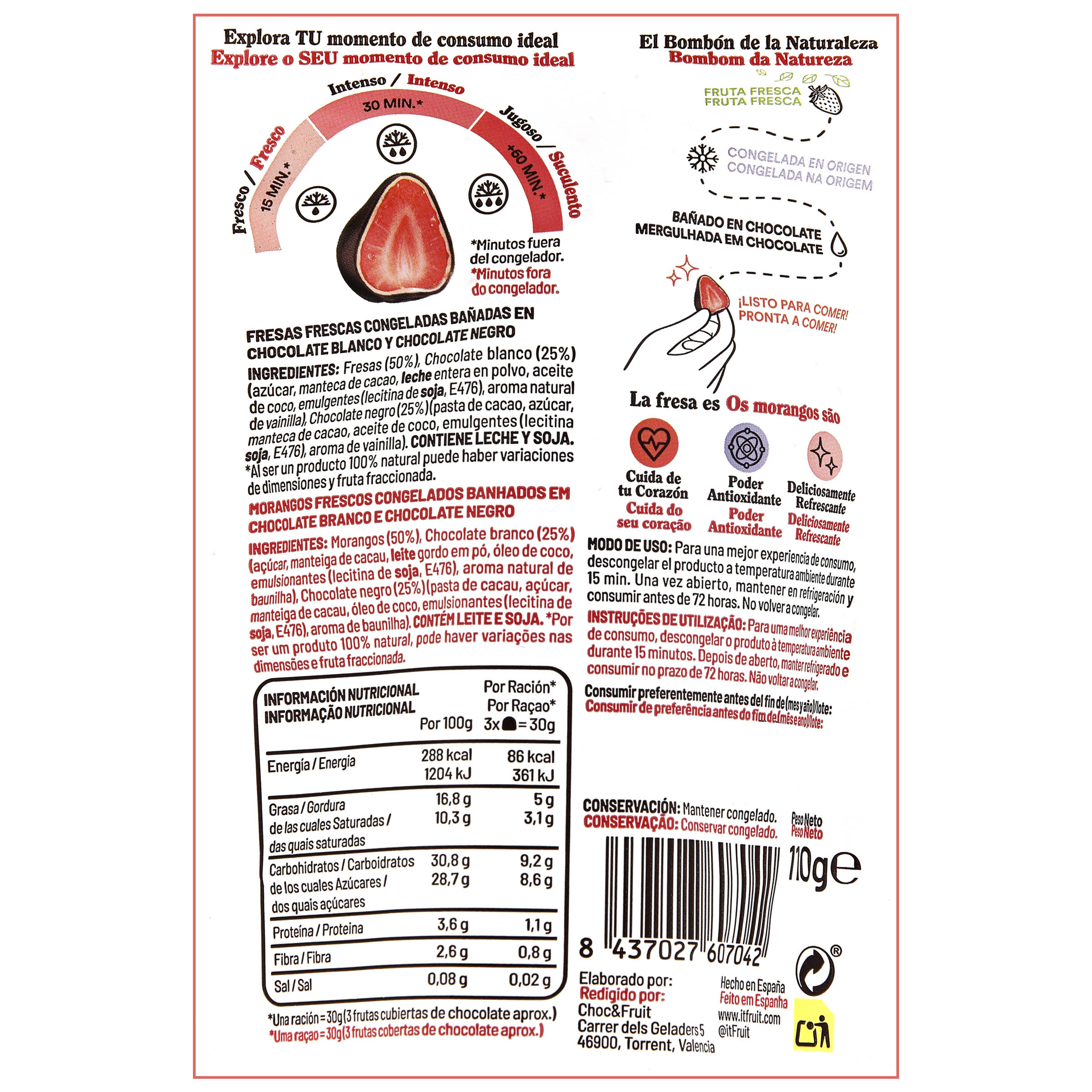 Fresas chocolate blanco-negro Itfruit 110g
