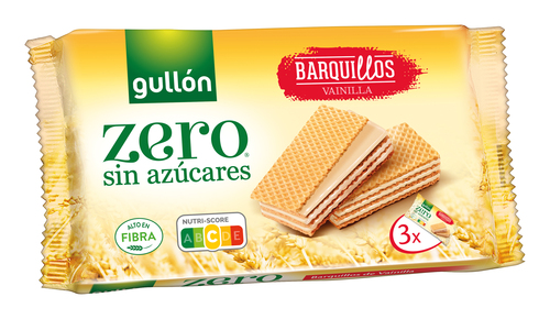 Barquillo relleno crema vainilla s/azúcar Gullón 180g