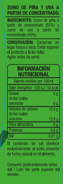 Zumo de piña y uva Alipende pack 6
