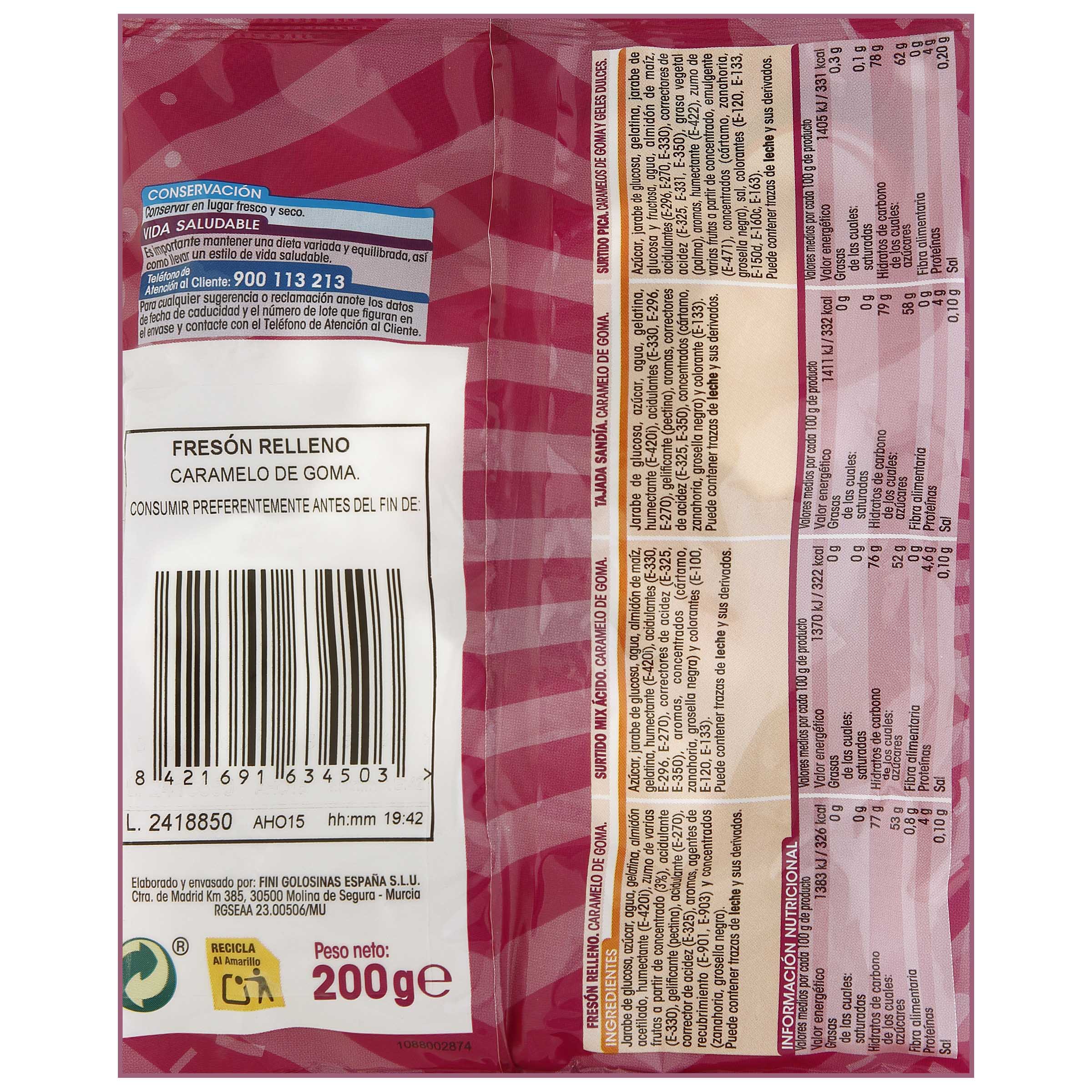 Golosina fresón relleno Alipende 200g
