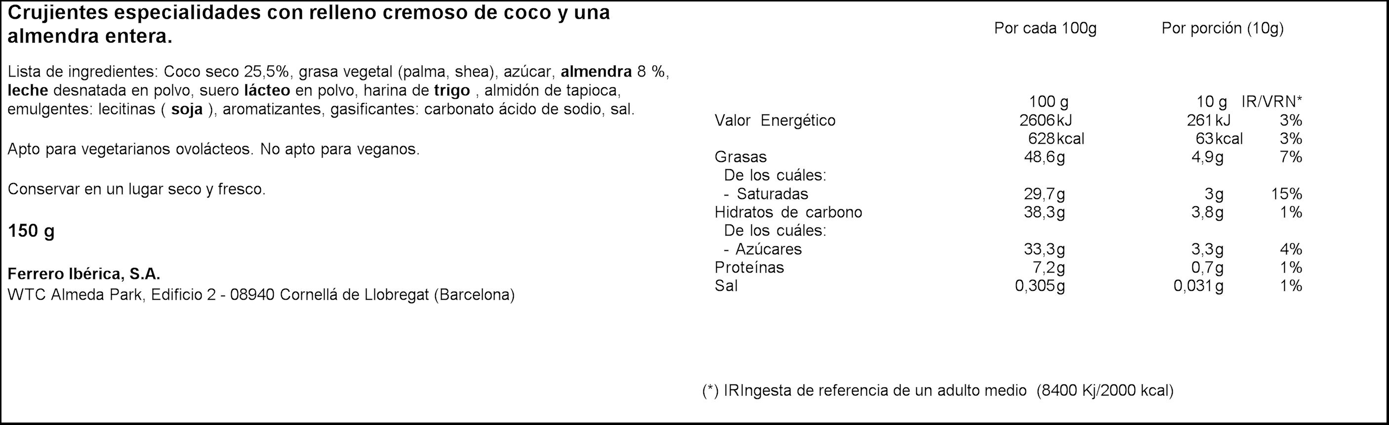Bombón coco y almendra Raffaello 15u