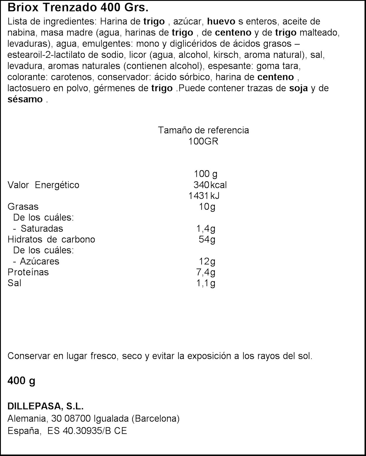 Brioche Musfis trenzado 400g
