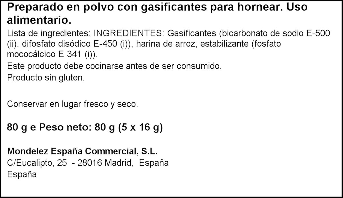Polvo para hornear Royal 5 sobres
