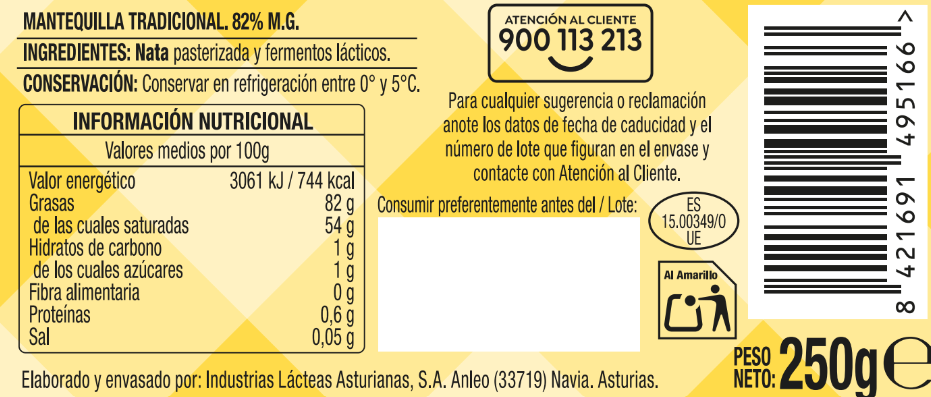 Mantequilla Alipende 250g pastilla