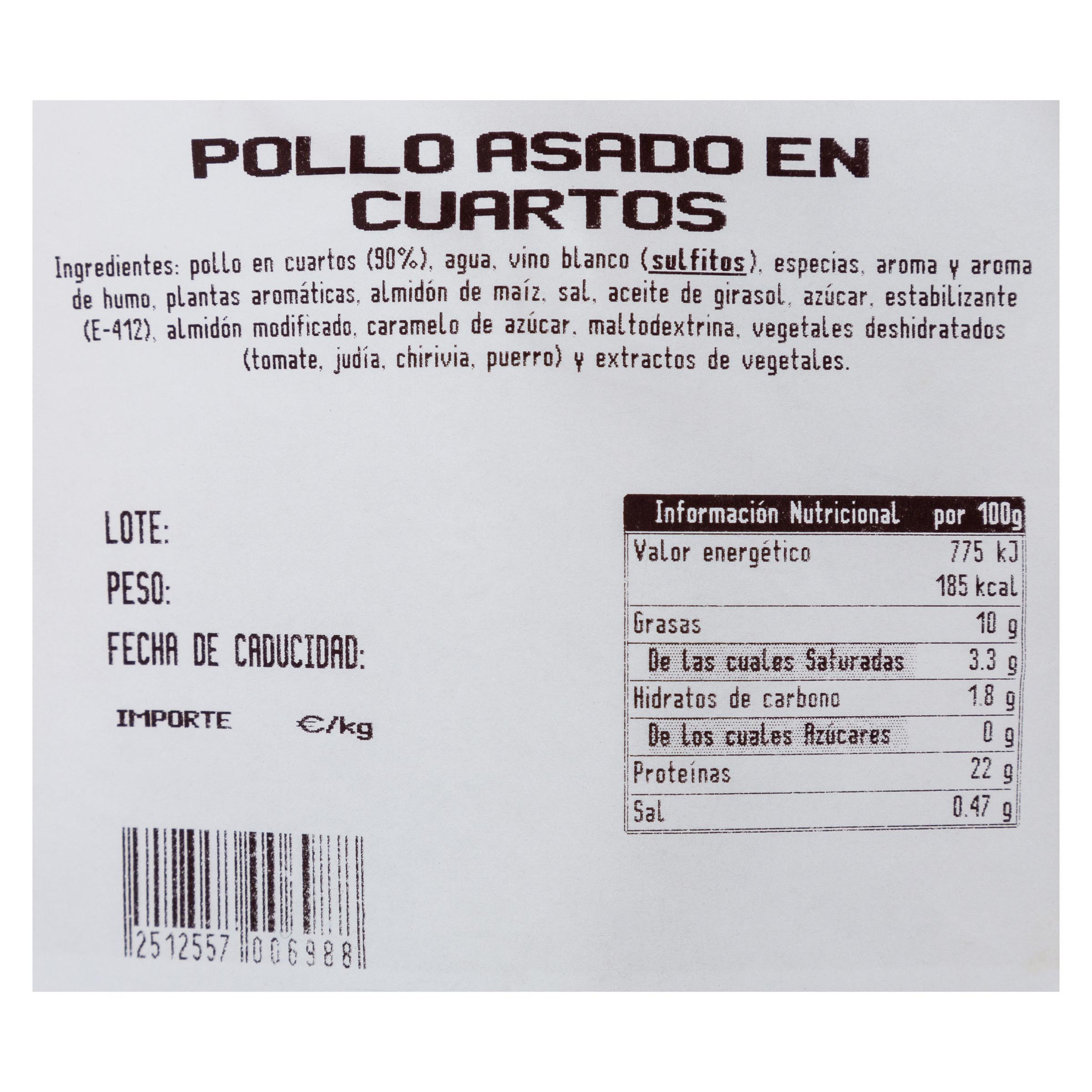 Pollo Asado Gourmet aprox 1,1kg troceado