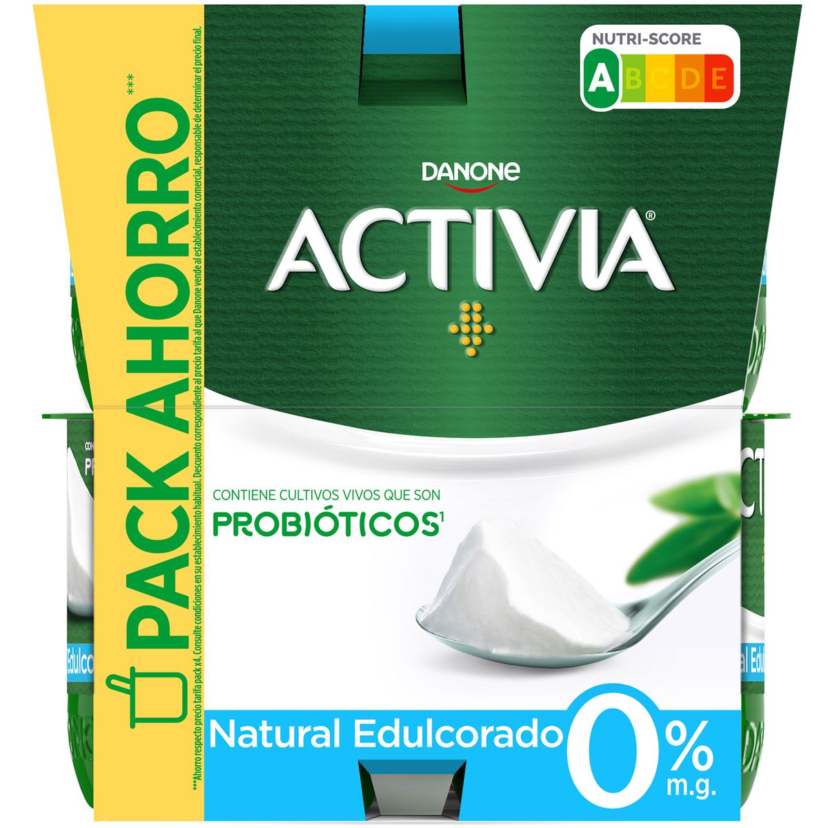 Bífidus probiótico Activia desnatado 0% materia grasa pack 8 natural edulcorado