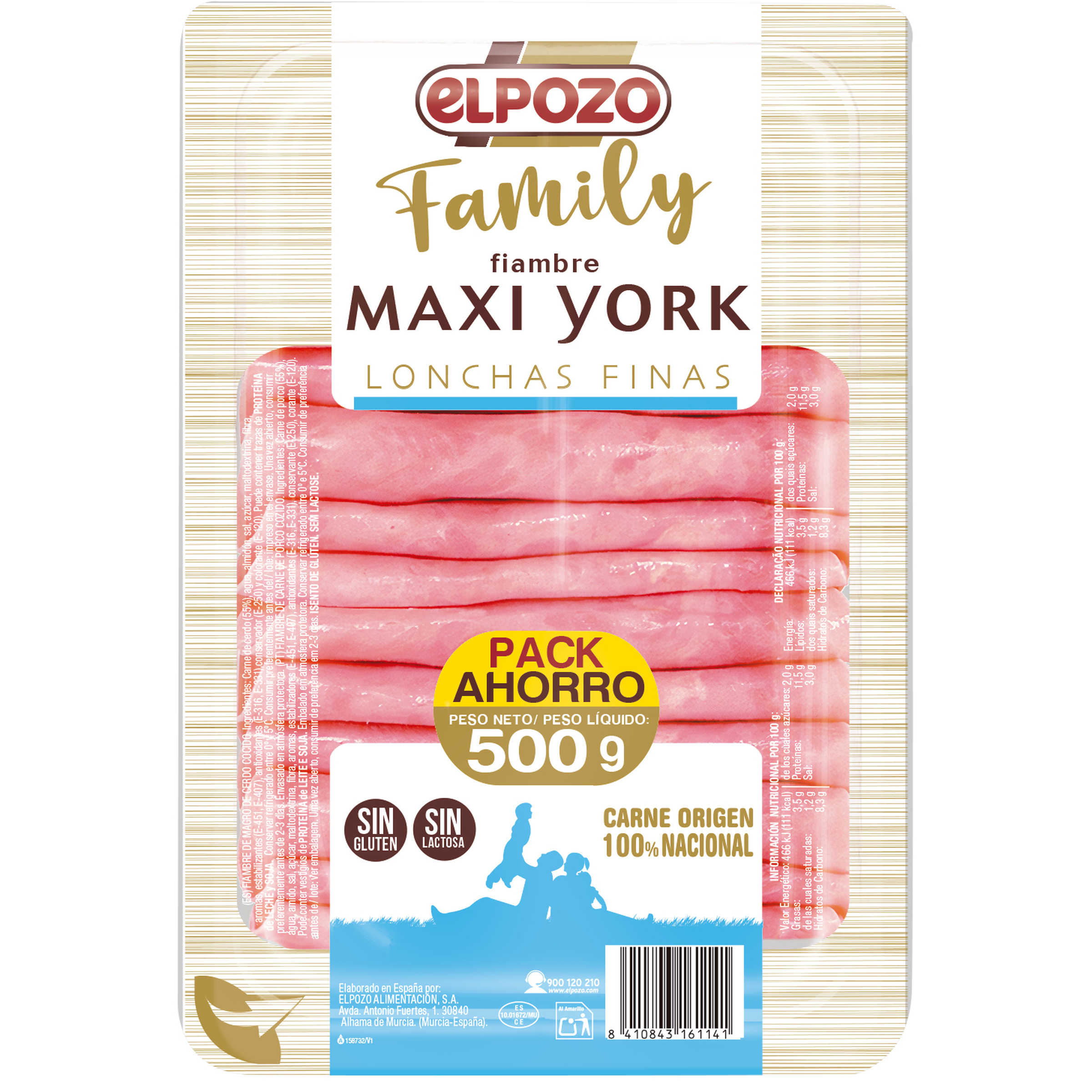 Fiambre maxi york sin lactosa 500 g Ricura