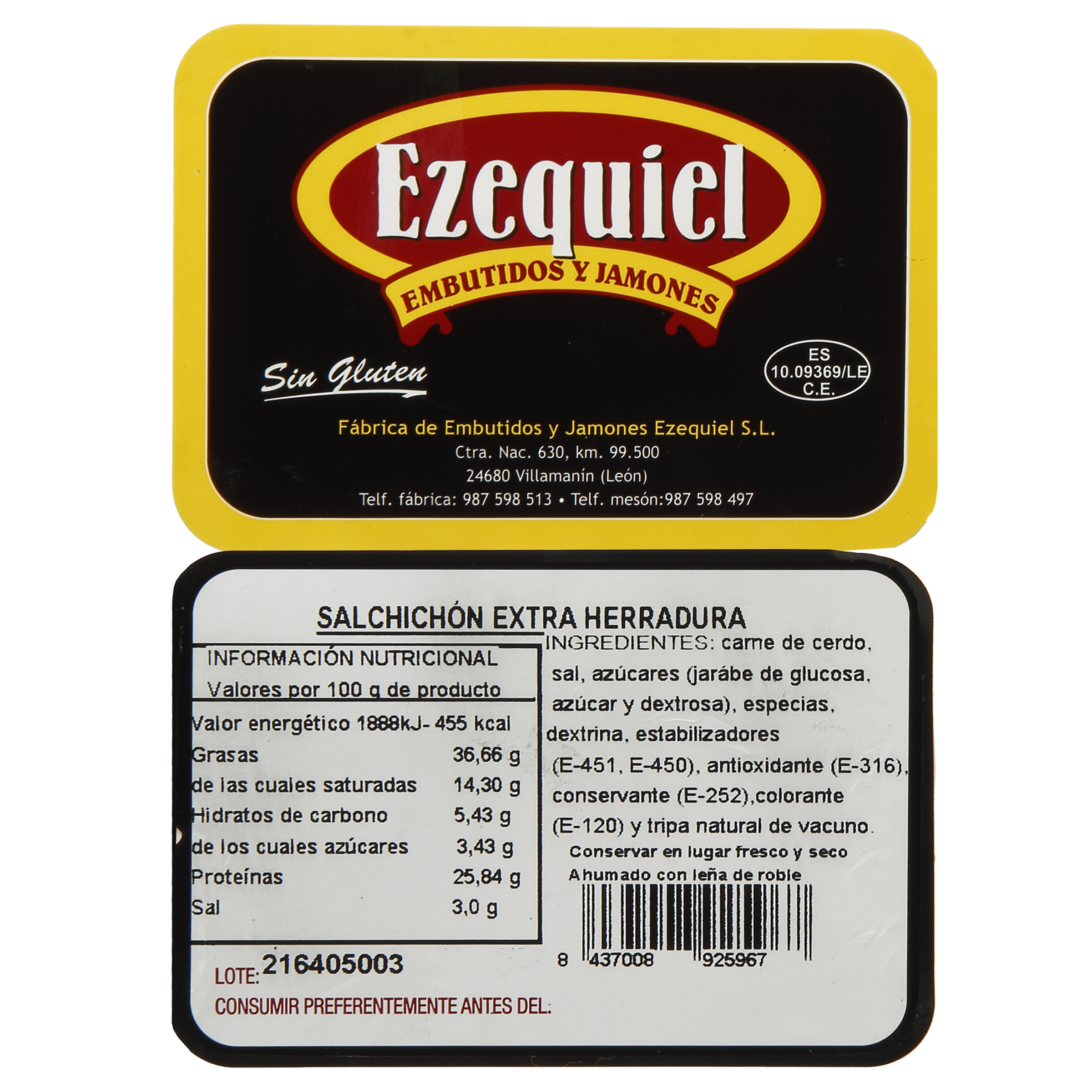 Salchichón de León Ezequiel medio o entero pieza 400g aproximadamente |  Ahorramas