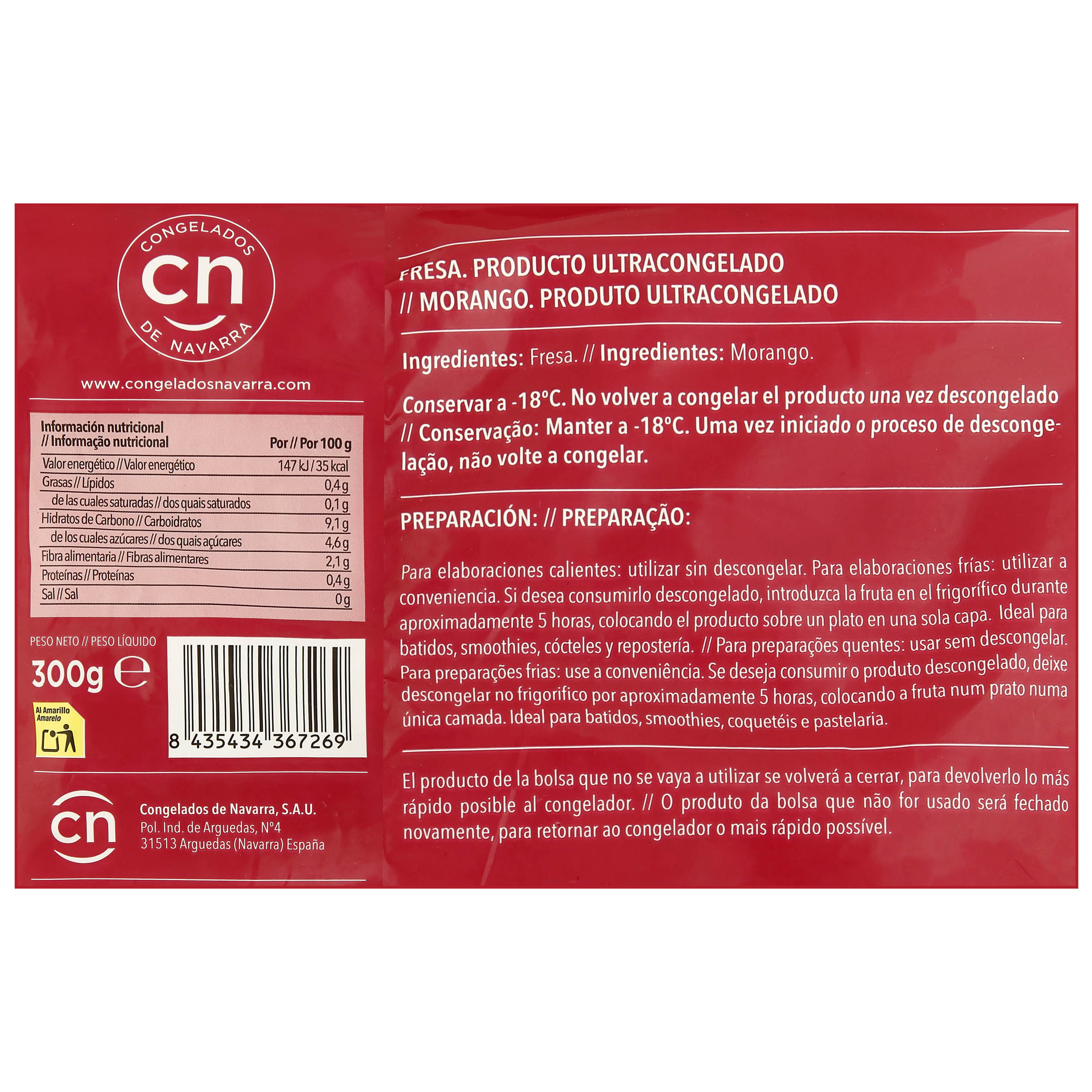 Fresas enteras congeladas