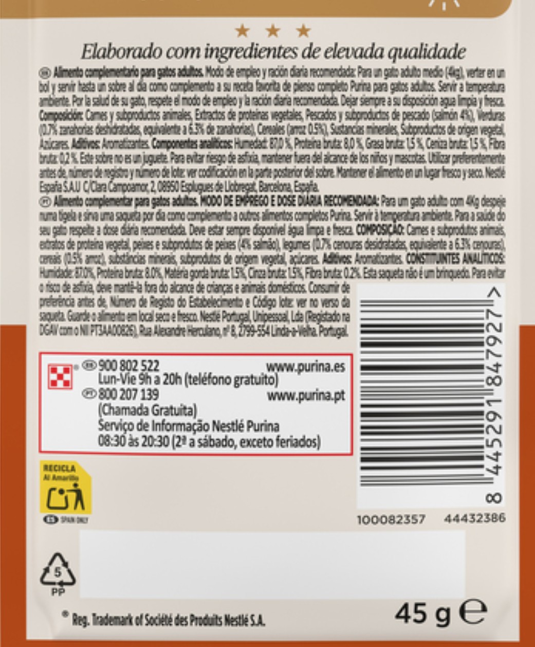 Alimento de gato soup royale gourmet Purina 45g salmón