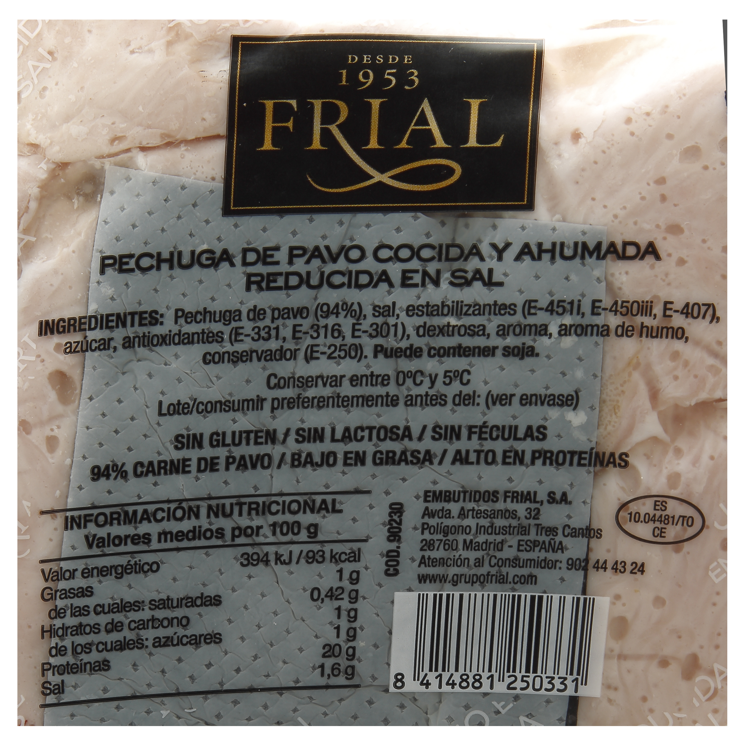 Pechuga pavo reducida en sal Frial ahumada