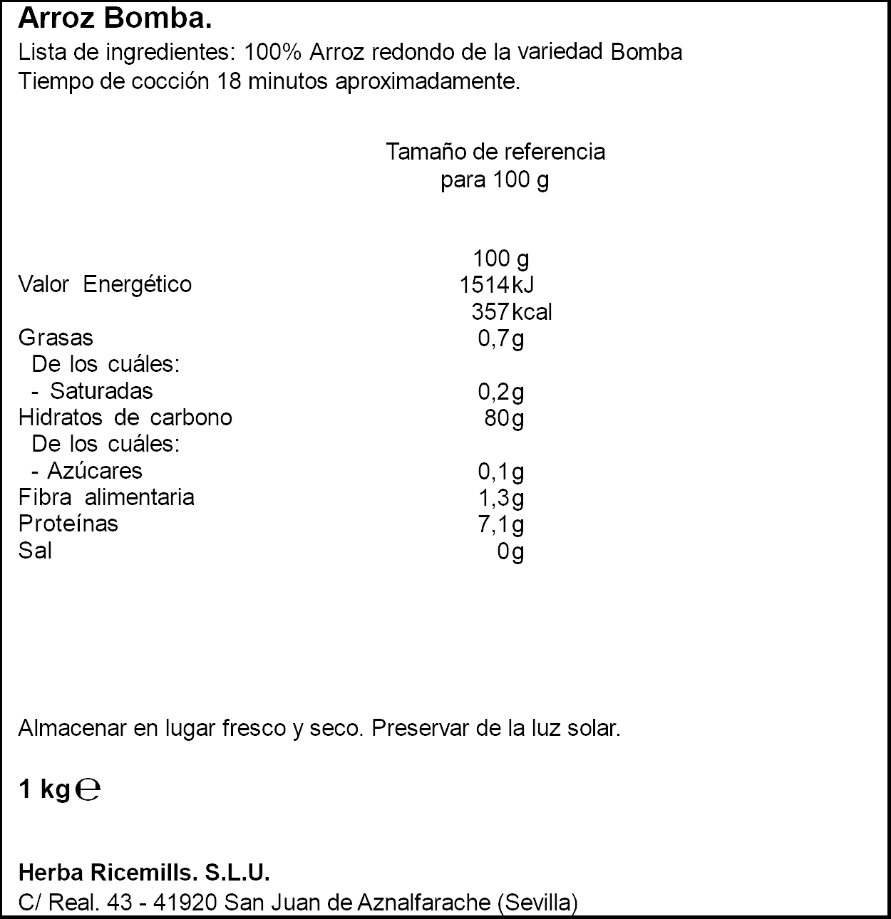 Arroz bomba Sos 1kg