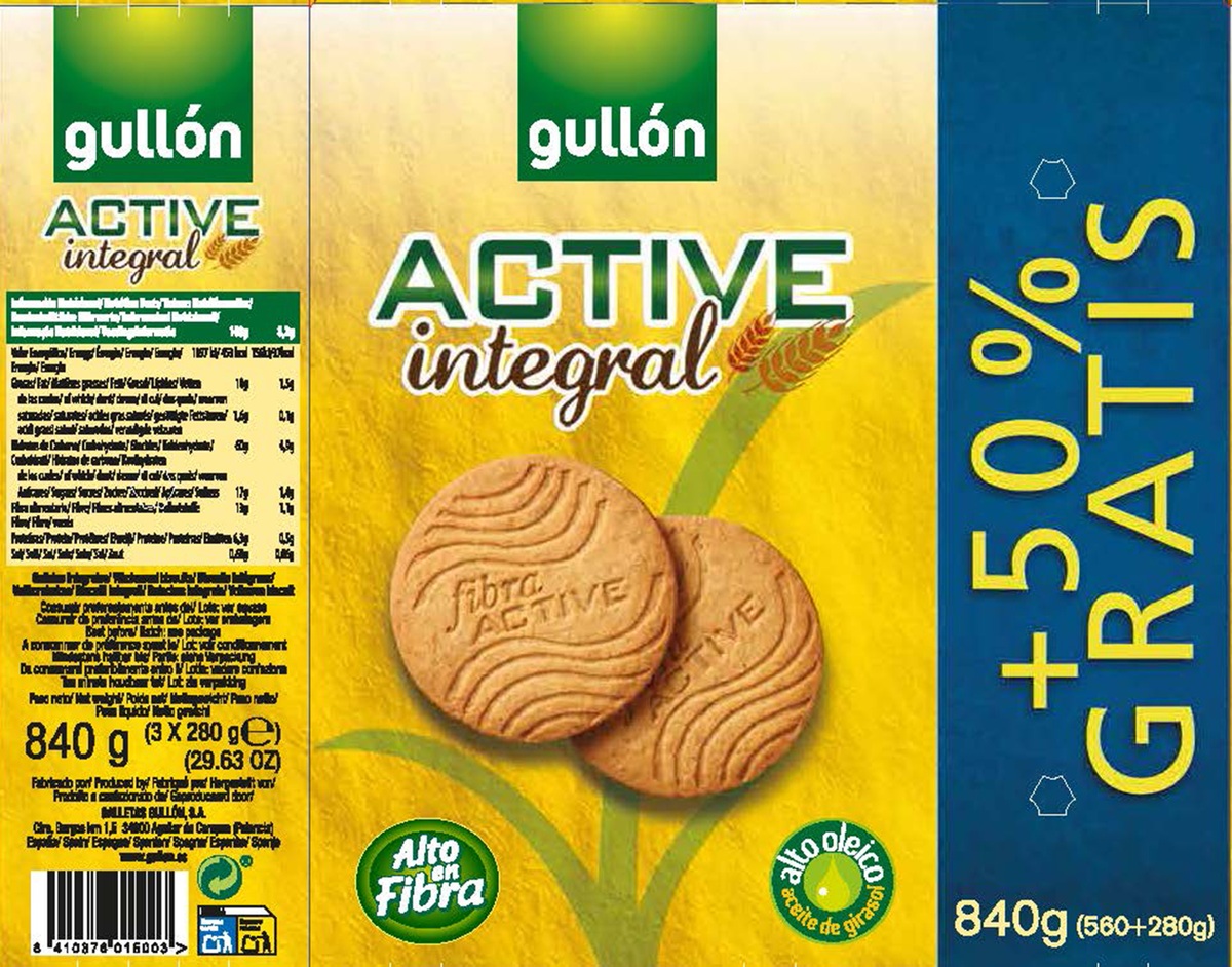 Galleta integral Gullón 560g +50% active