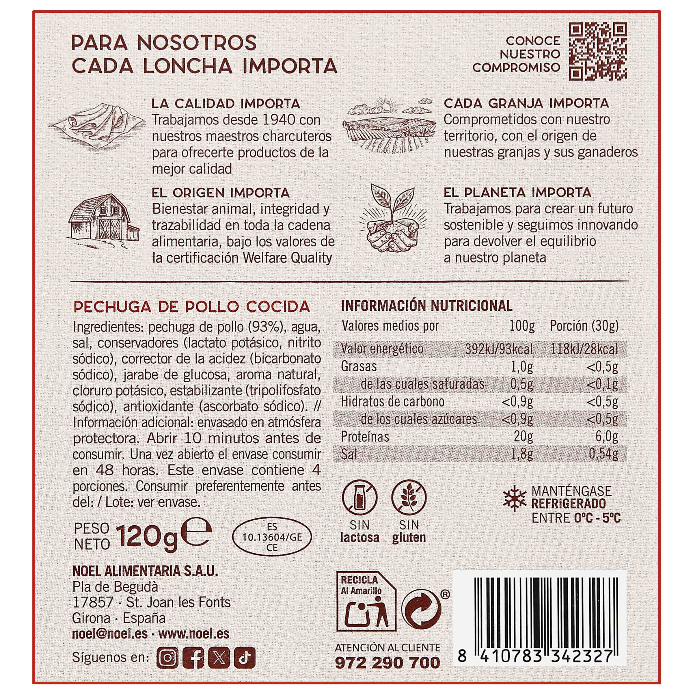 Pechuga de pollo braseado delicada y sabrosa Noel 120g
