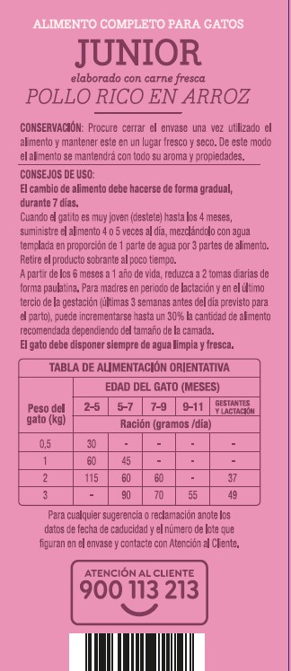 Alimento completo para gato junior Meque pollo arroz 400g
