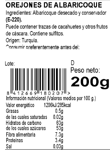Orejón albaricoque Frumesa 200g