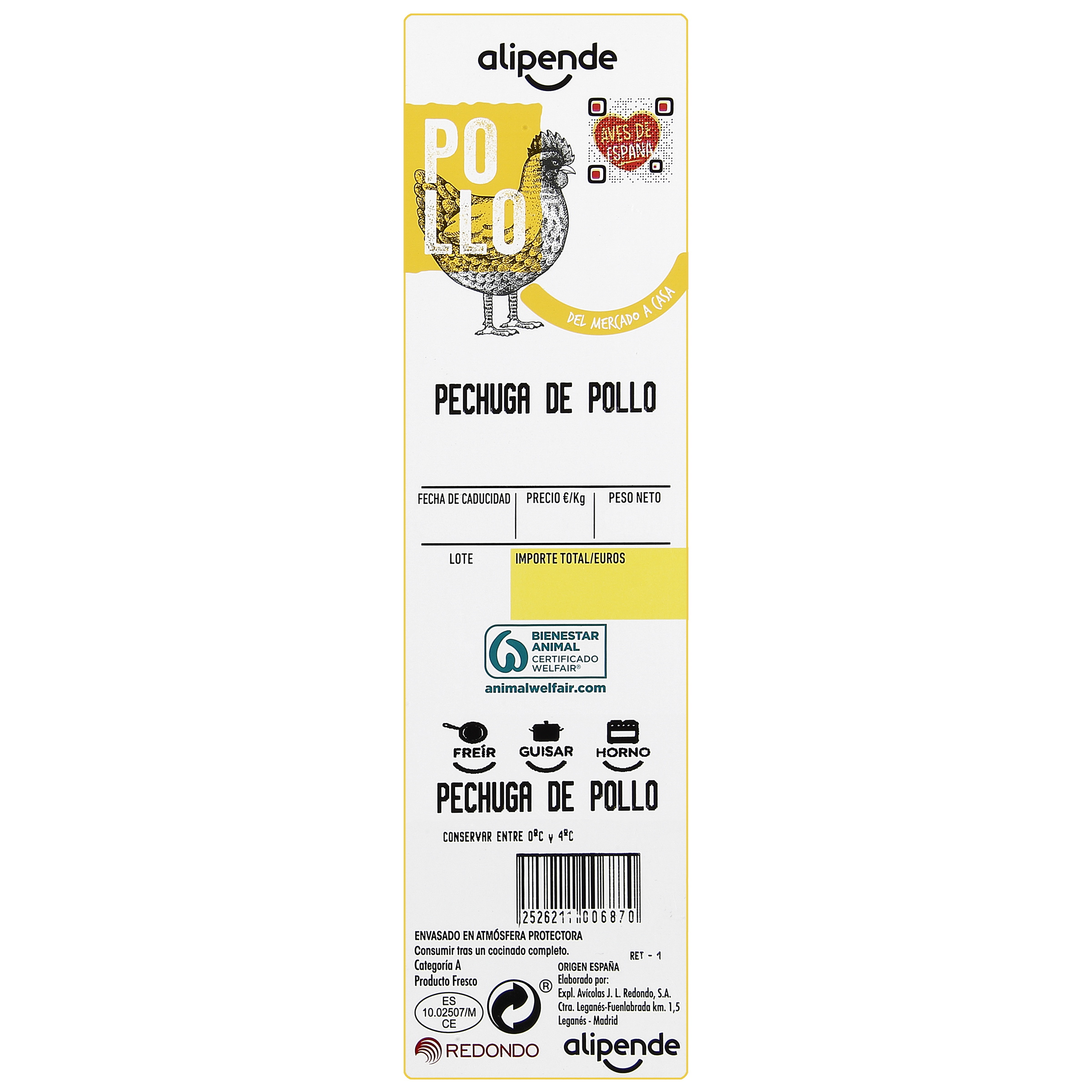 Pechuga de pollo entera XXL Alipende 1,5kg aproximadamente