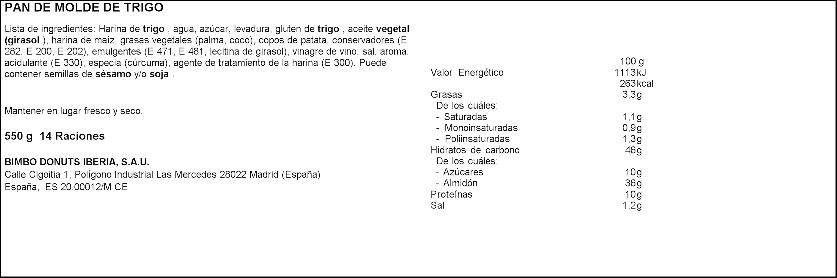 Pan molde Bimbo brioche suave sabor mantequilla 550g Ahorramas