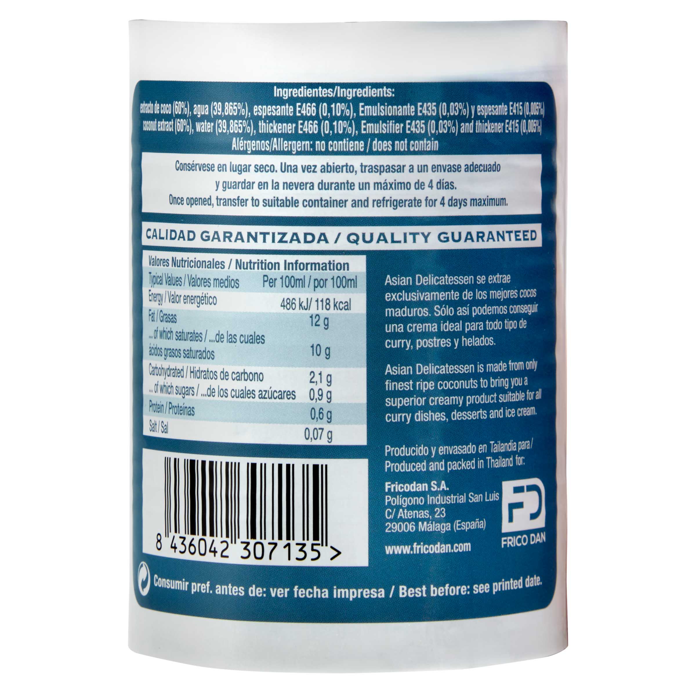 Leche de coco Asian Delicatessen bote 400ml