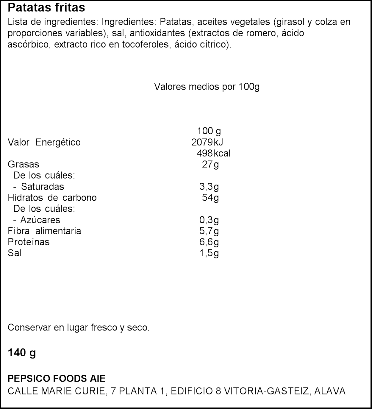 Patatas fritas churrería Santa Ana 140g