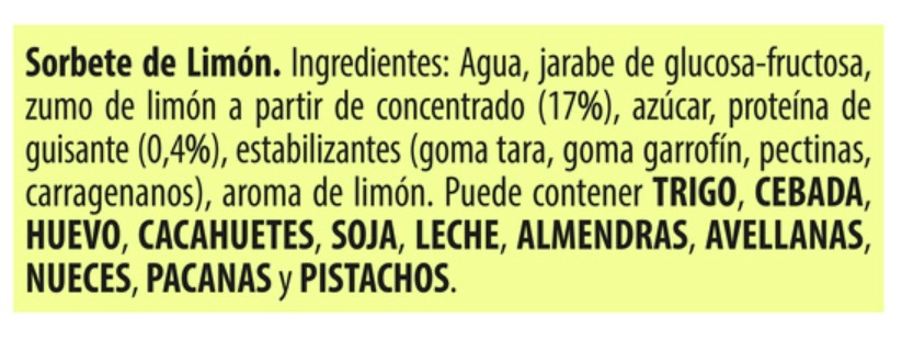 Helado sorbete con sabor a limón Frigo 1l
