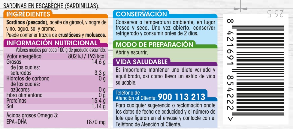 Sardinillas en escabeche Alipende 2 unidades 62g