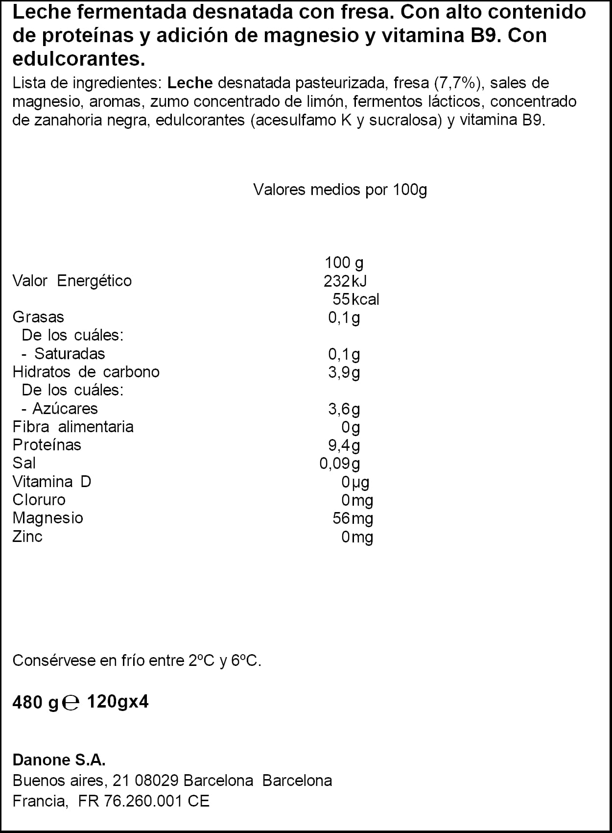 Yopro Proteína Danone Pack 4 Sabor Fresa